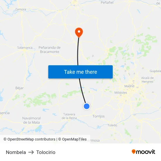 Nombela to Tolocirio map