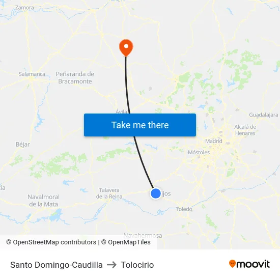 Santo Domingo-Caudilla to Tolocirio map