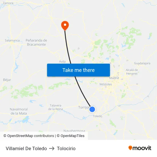 Villamiel De Toledo to Tolocirio map