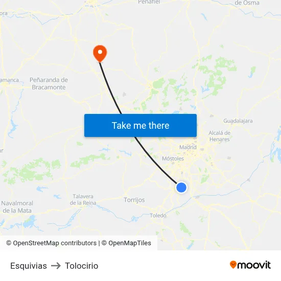 Esquivias to Tolocirio map