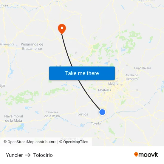 Yuncler to Tolocirio map