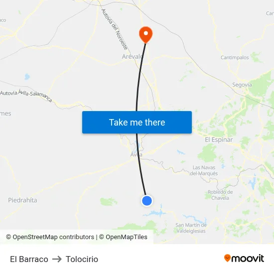 El Barraco to Tolocirio map