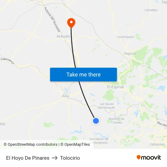 El Hoyo De Pinares to Tolocirio map