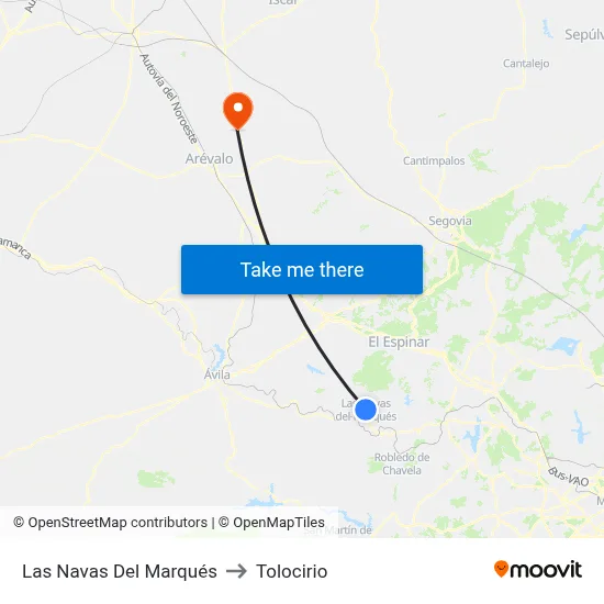 Las Navas Del Marqués to Tolocirio map