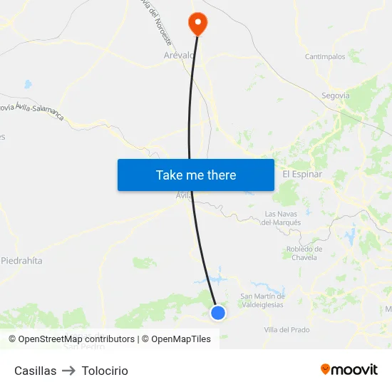 Casillas to Tolocirio map