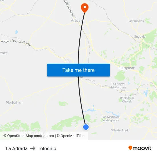 La Adrada to Tolocirio map