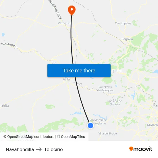Navahondilla to Tolocirio map