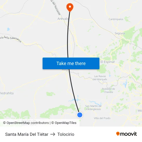 Santa María Del Tiétar to Tolocirio map