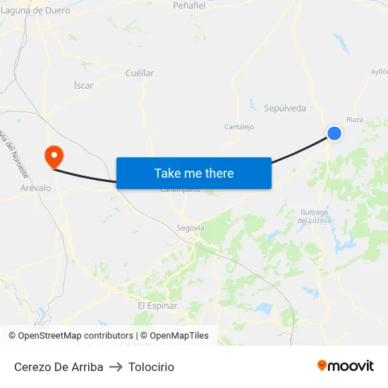 Cerezo De Arriba to Tolocirio map