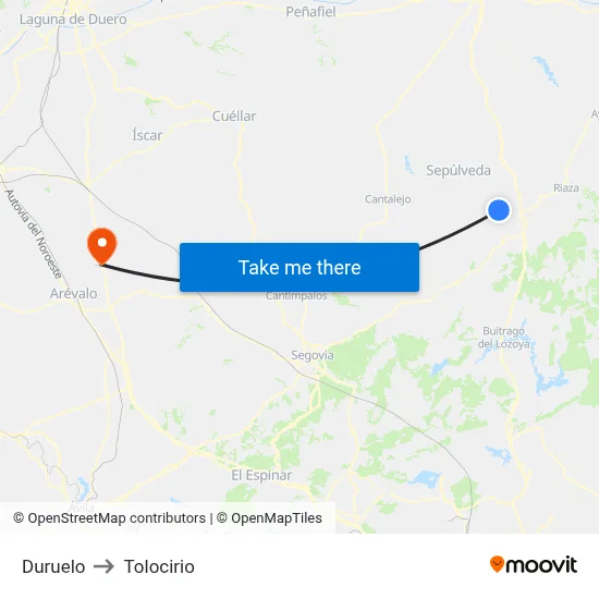 Duruelo to Tolocirio map