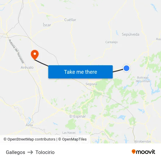 Gallegos to Tolocirio map