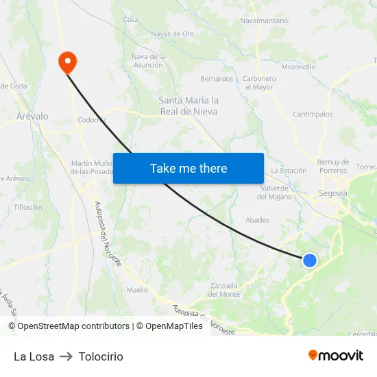 La Losa to Tolocirio map