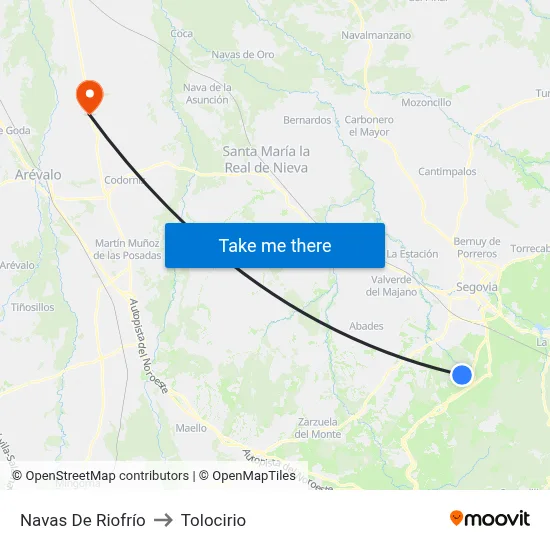 Navas De Riofrío to Tolocirio map