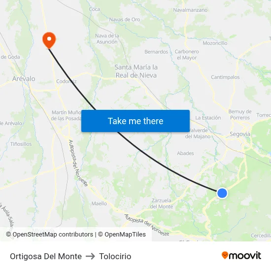 Ortigosa Del Monte to Tolocirio map