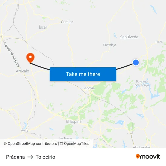 Prádena to Tolocirio map