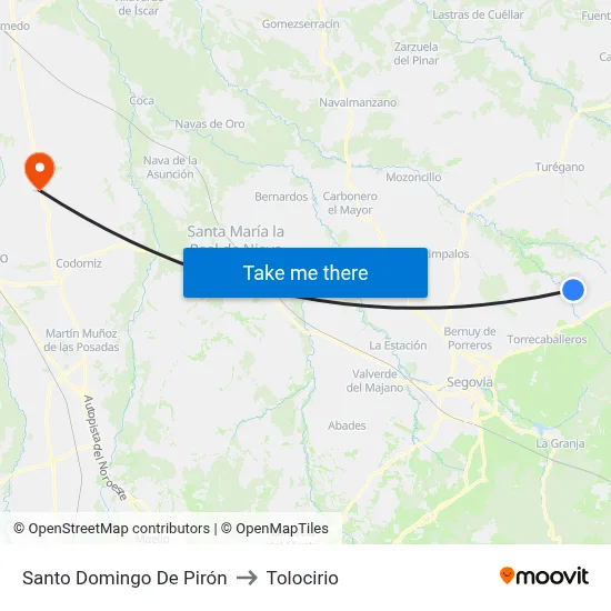 Santo Domingo De Pirón to Tolocirio map