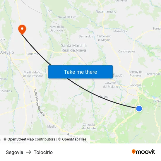 Segovia to Tolocirio map
