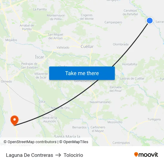 Laguna De Contreras to Tolocirio map