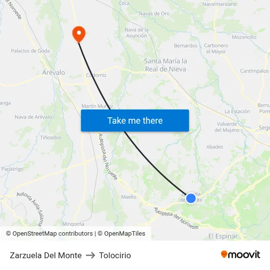 Zarzuela Del Monte to Tolocirio map