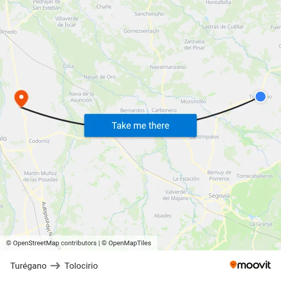 Turégano to Tolocirio map