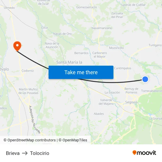 Brieva to Tolocirio map