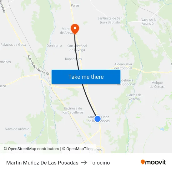Martín Muñoz De Las Posadas to Tolocirio map