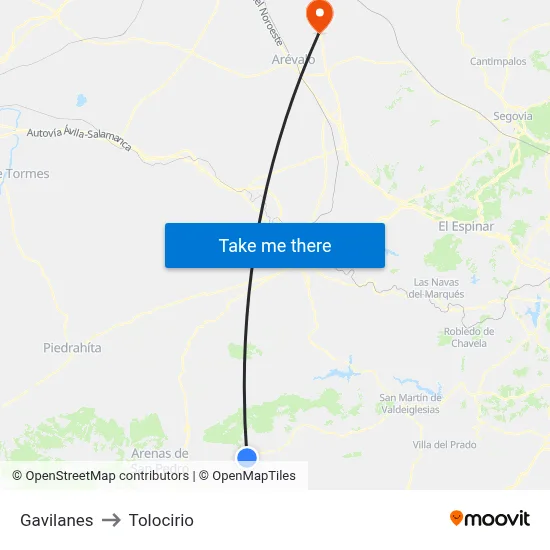 Gavilanes to Tolocirio map