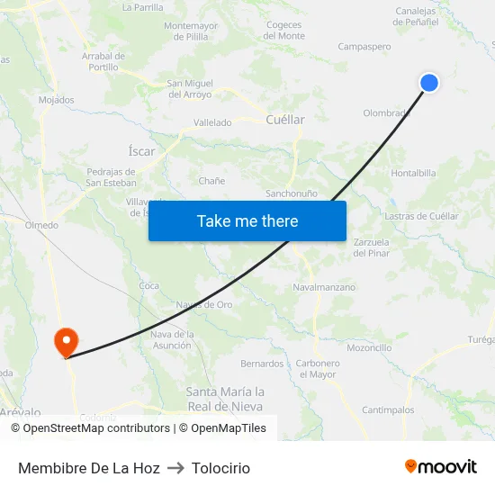 Membibre De La Hoz to Tolocirio map