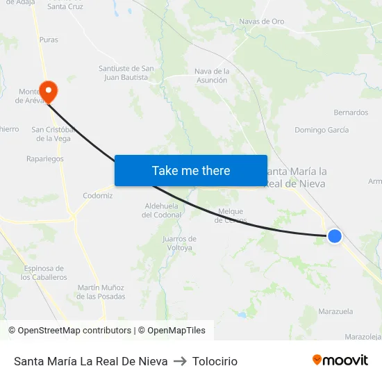Santa María La Real De Nieva to Tolocirio map