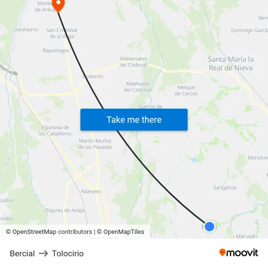 Bercial to Tolocirio map