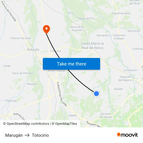 Marugán to Tolocirio map