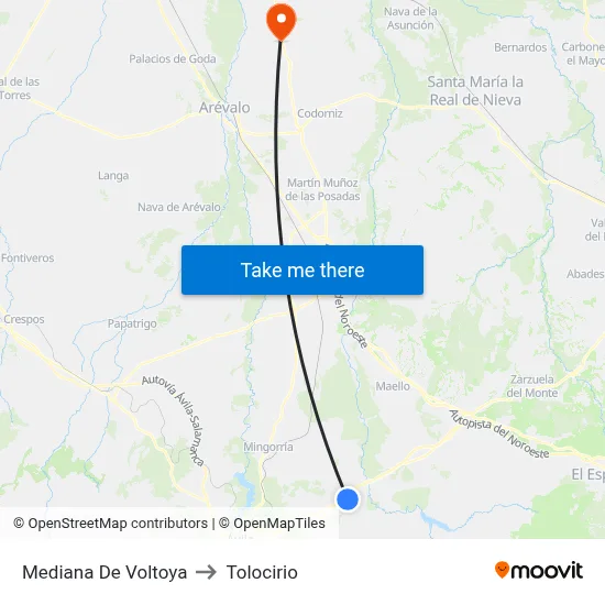 Mediana De Voltoya to Tolocirio map