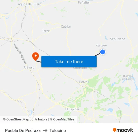 Puebla De Pedraza to Tolocirio map