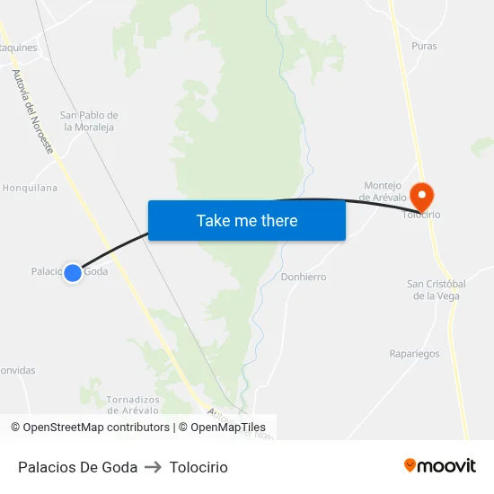 Palacios De Goda to Tolocirio map
