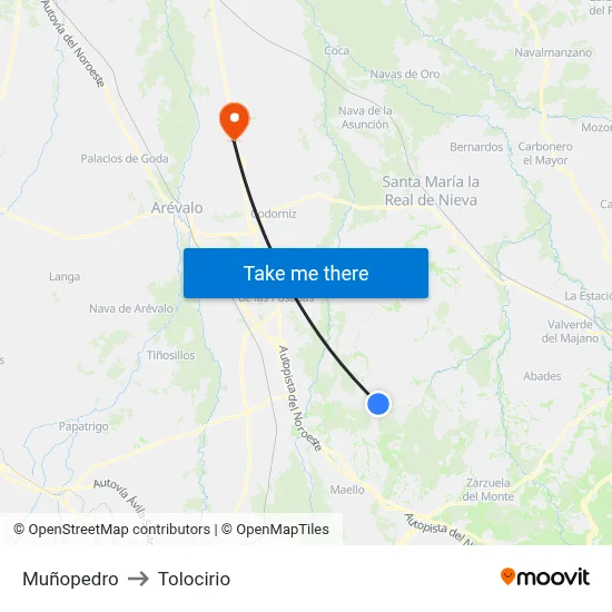 Muñopedro to Tolocirio map