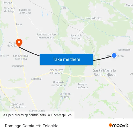 Domingo García to Tolocirio map