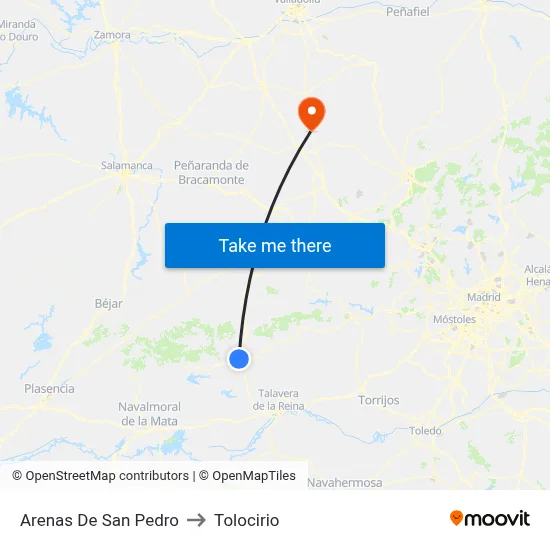 Arenas De San Pedro to Tolocirio map