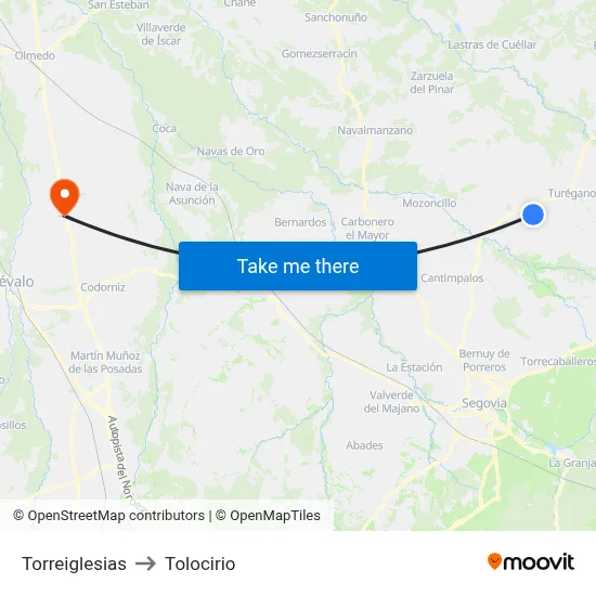 Torreiglesias to Tolocirio map