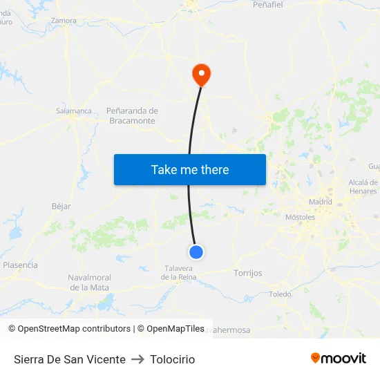Sierra De San Vicente to Tolocirio map