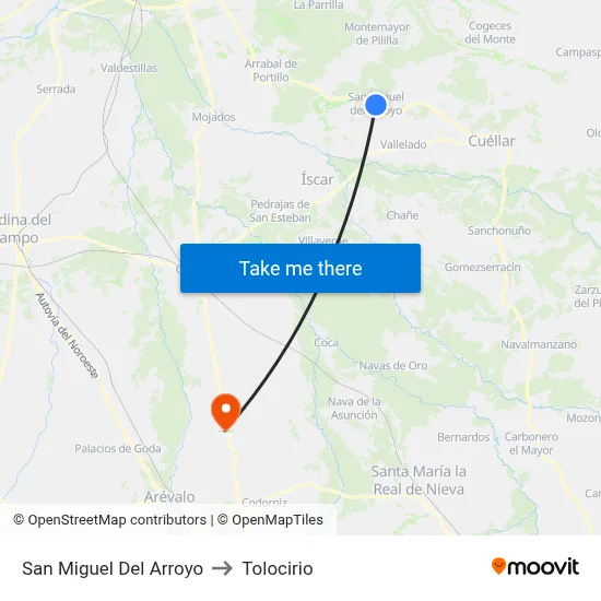 San Miguel Del Arroyo to Tolocirio map