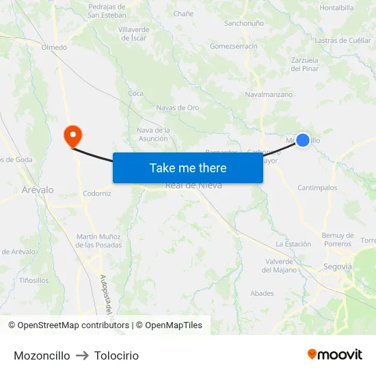 Mozoncillo to Tolocirio map