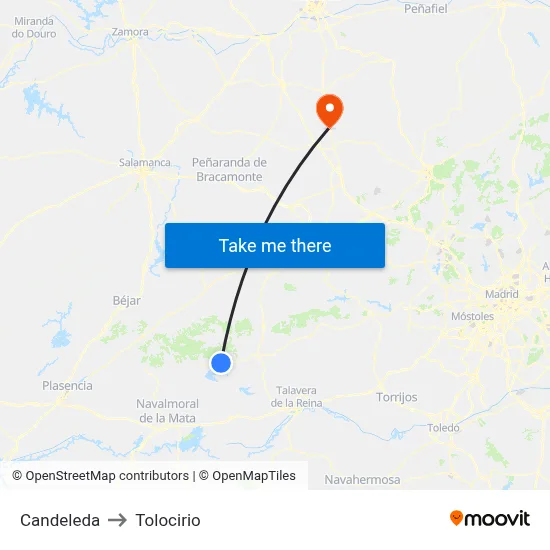 Candeleda to Tolocirio map