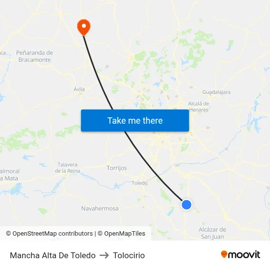 Mancha Alta De Toledo to Tolocirio map
