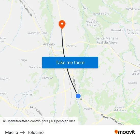 Maello to Tolocirio map