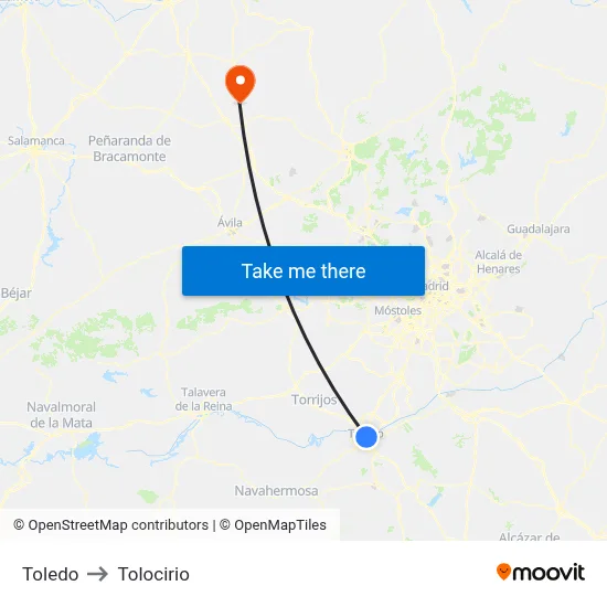 Toledo to Tolocirio map