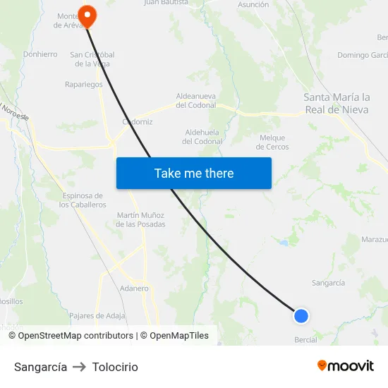 Sangarcía to Tolocirio map