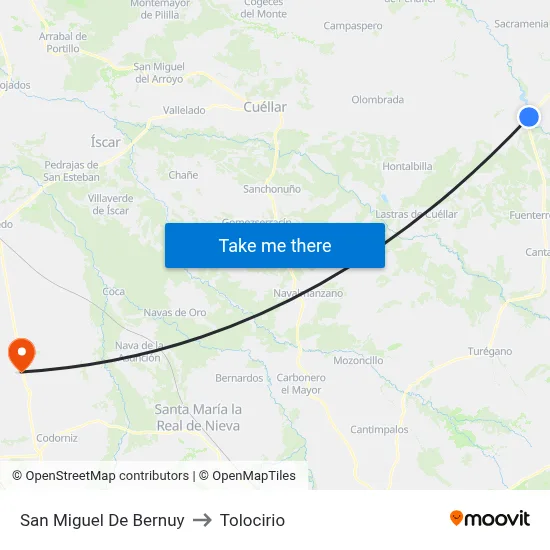 San Miguel De Bernuy to Tolocirio map