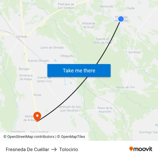 Fresneda De Cuéllar to Tolocirio map