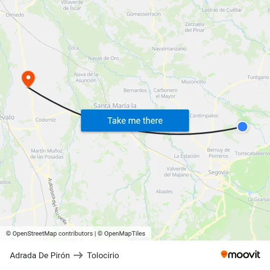 Adrada De Pirón to Tolocirio map