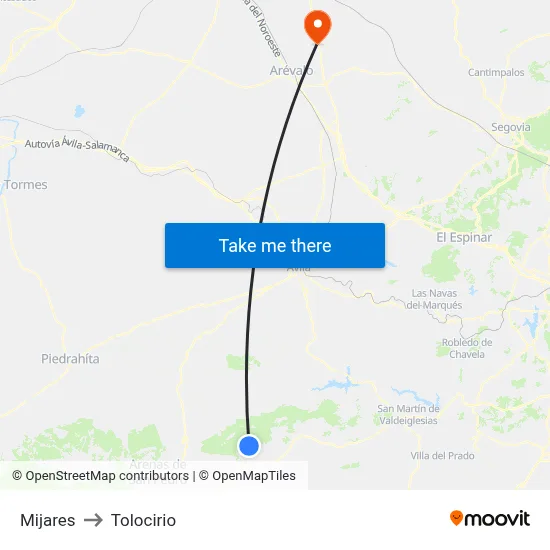 Mijares to Tolocirio map